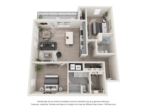 a 3 bedroom floor plan of a 2100 sq ft apartment